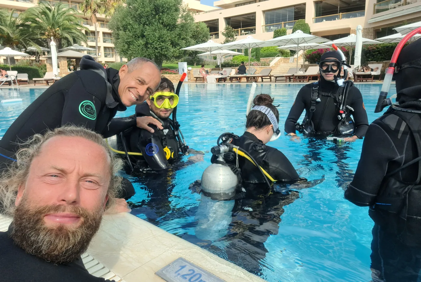 SeaWorld instructor training team during a pool session