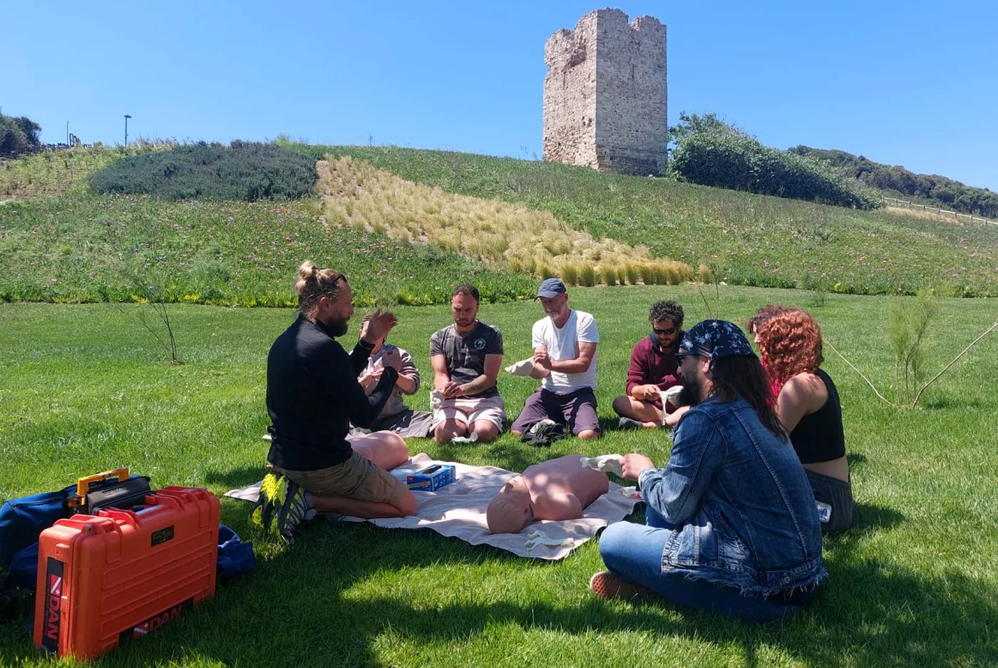 Emergency First Response training outdoors at Sani Resort