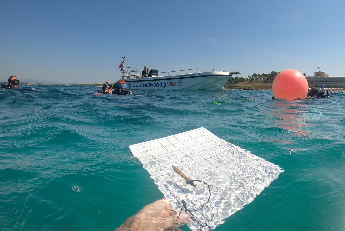 Open water IDC training beside the SeaWorld dive boat